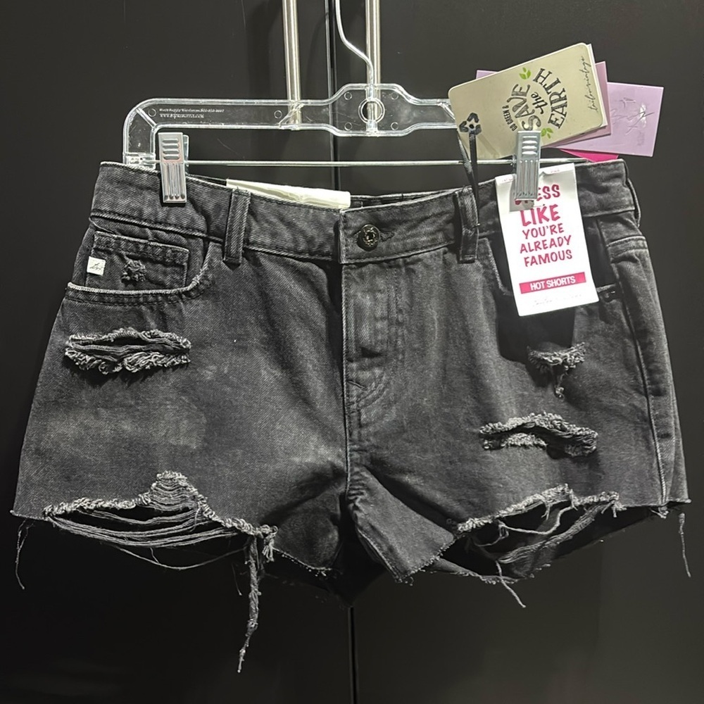 Tailor Vintage Basic Raw denim shorts,distressed 5 pocket,zip front,sustainable